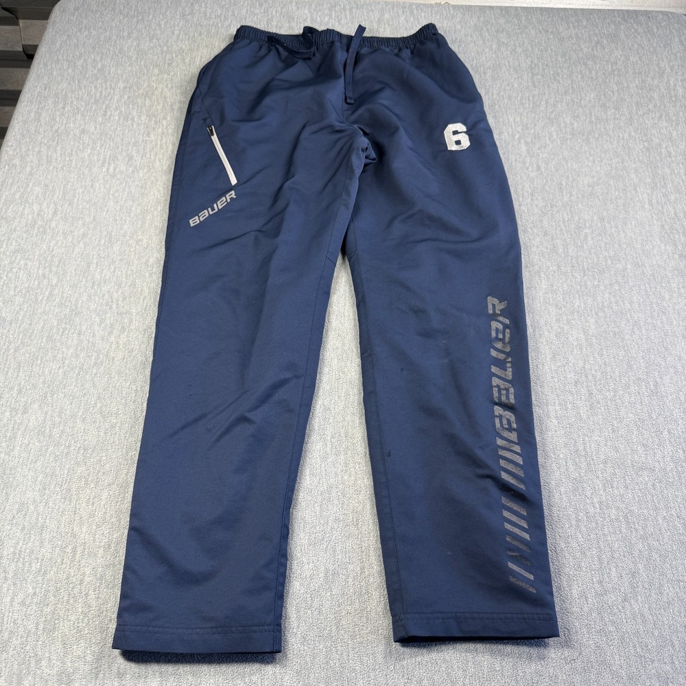Bauer Pants Men Medium Blue Team Athletic Hockey Ice Warmup Track Jogger Graphic